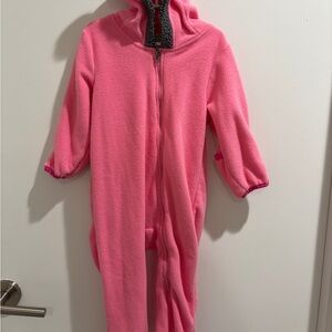 Pink Fleece Zip-Up Onesie